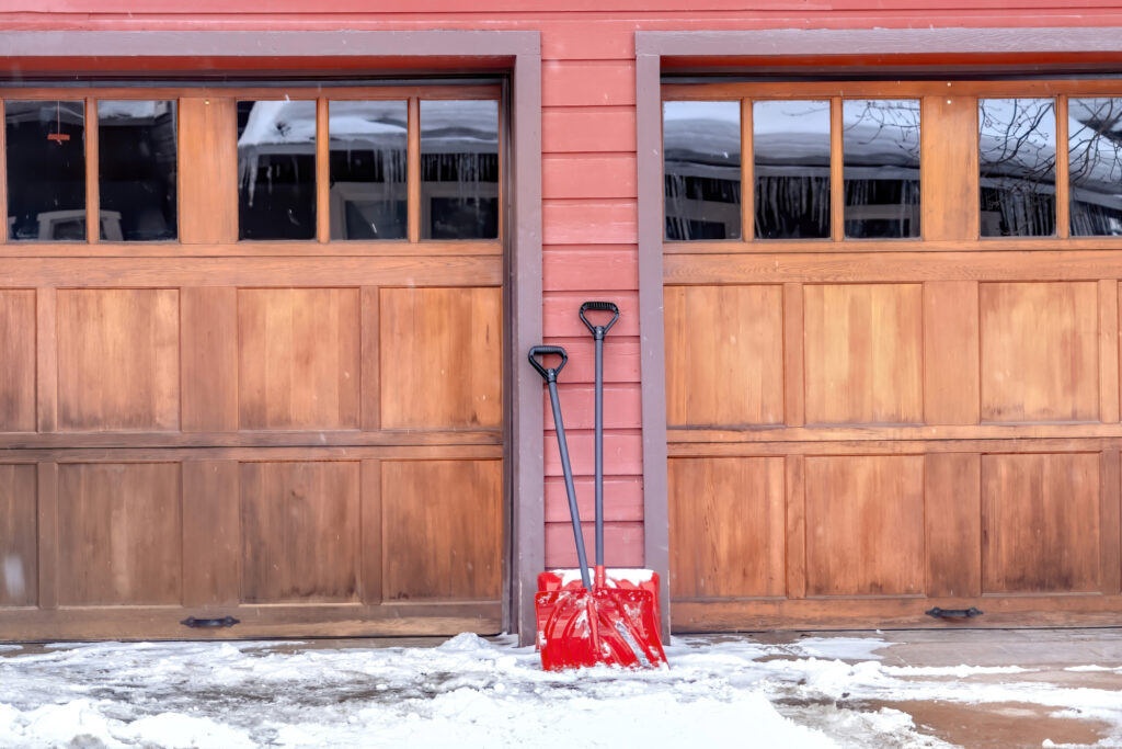 Insulated garage door in the winter